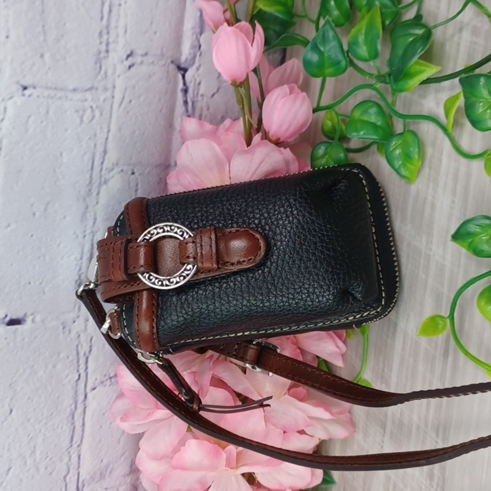Brighton Black and Brown Leather Crossbody Bag